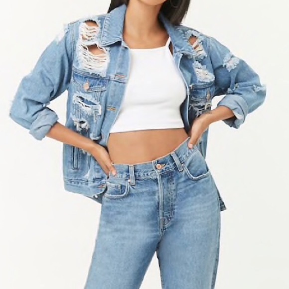 shredded jean jacket